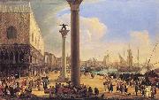 Luca Carlevarijs The Dock Facing the Doge's Palace oil painting